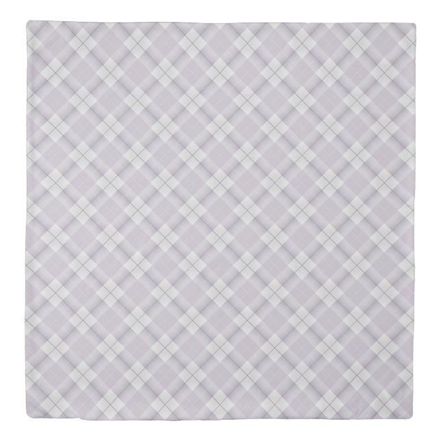 Grey Lavender Mauve Purple Small Plaid with Name Duvet Cover (Front)