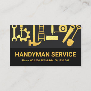 Grey Layers Gold Handyman Tools Home Renovation Business Card