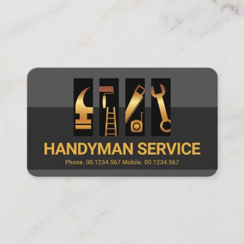 Grey Layers Gold Handyman Tools Tab Business Card