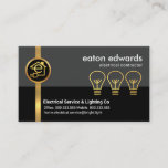Grey Layers Gold Light Bulb Electrician Business Card