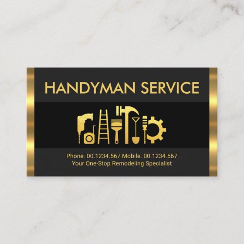 Grey Layers Gold Stripes Home Repair Business Card