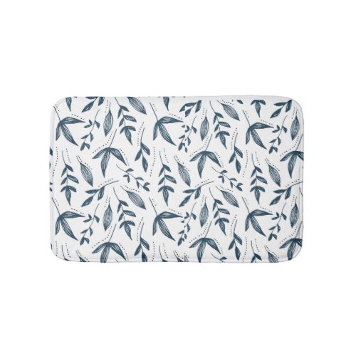 grey leaf pattern bath mat