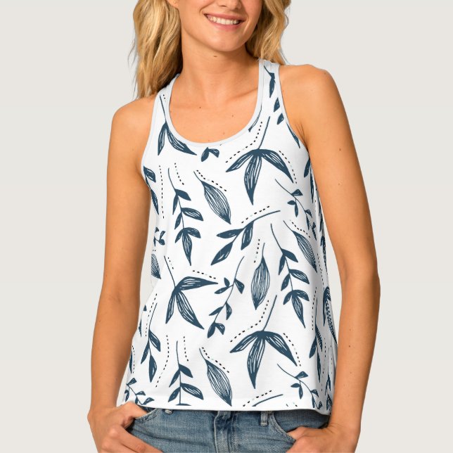 grey leaf pattern tank top (Front)