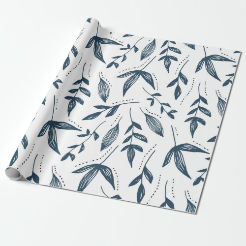 grey leaf pattern wrapping paper