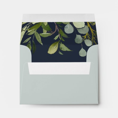 GREY LEAFY GREEN GOLD FOLIAGE RSVP RETURN ADDRESS ENVELOPE