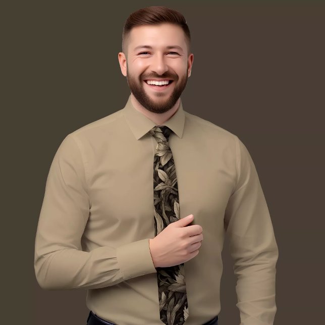 Grey Leafy Print Necktie (Creator Uploaded)