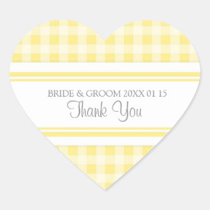 Grey Lemon Gingham Thank You Wedding Favor Tags
