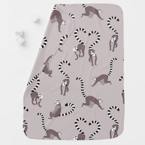 grey Lemur pattern Baby Blanket