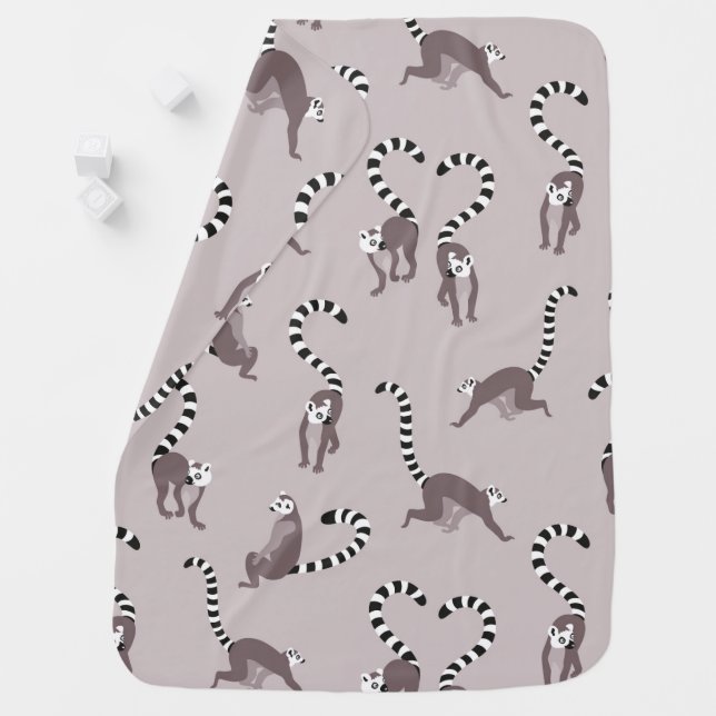 grey Lemur pattern Baby Blanket (In Situ)