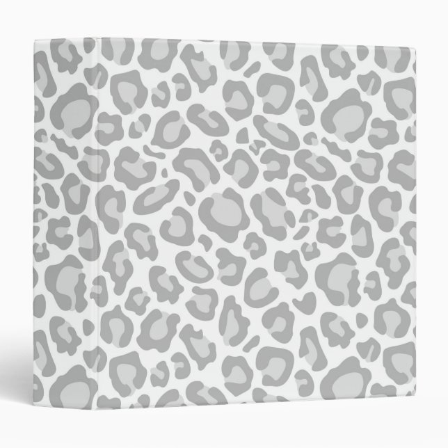 Grey Leopard Print 3 Ring Binder (Front/Spine)