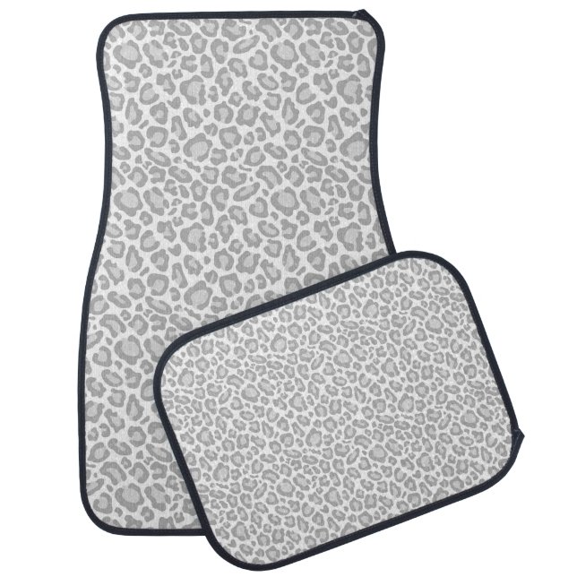 Grey Leopard Print Car Mat (Set)