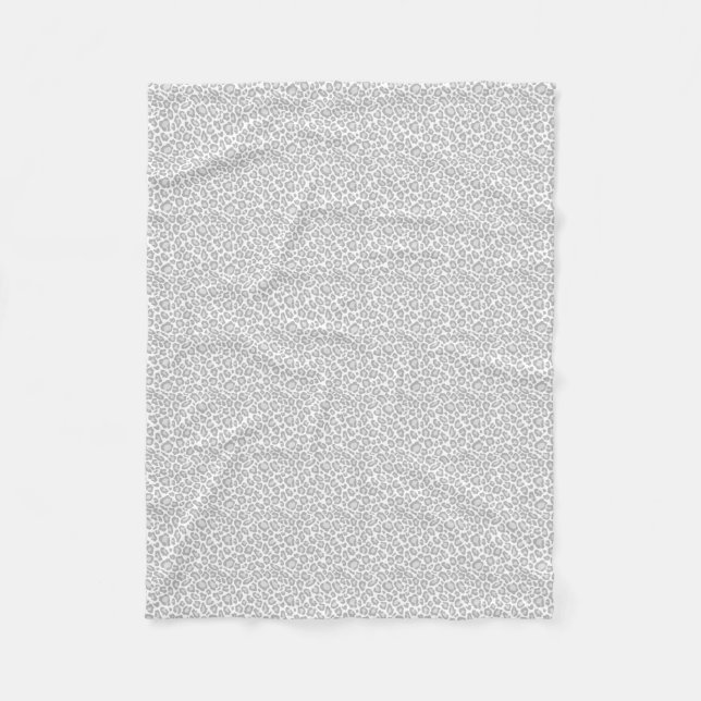 Grey Leopard Print Fleece Blanket (Front)