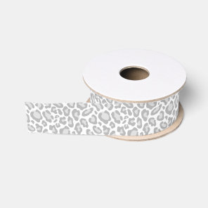 Grey Leopard Print Grosgrain Ribbon