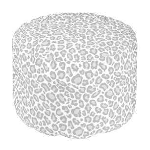 Grey Leopard Print Pouf