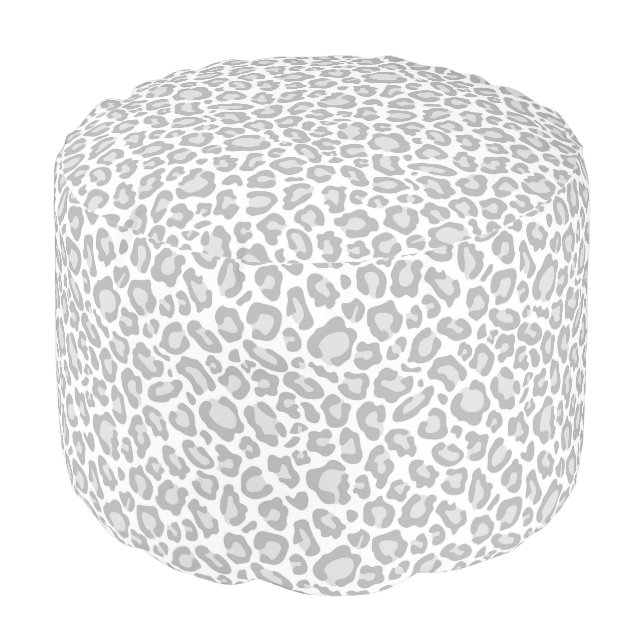 Grey Leopard Print Pouf (Angled Front)