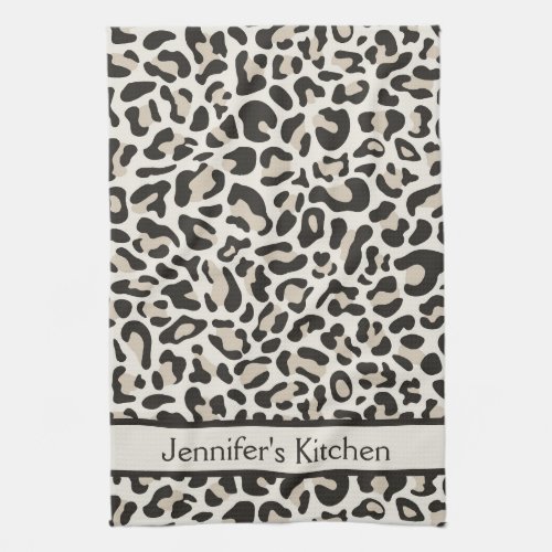 Grey Leopard Print Retro Kitchen Towels Towel