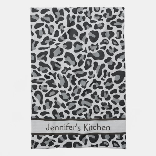 Grey Leopard Print Retro Kitchen Towels Towel