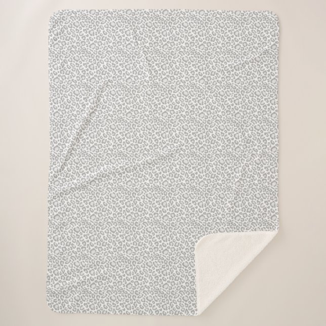 Grey Leopard Print Sherpa Blanket (Front)