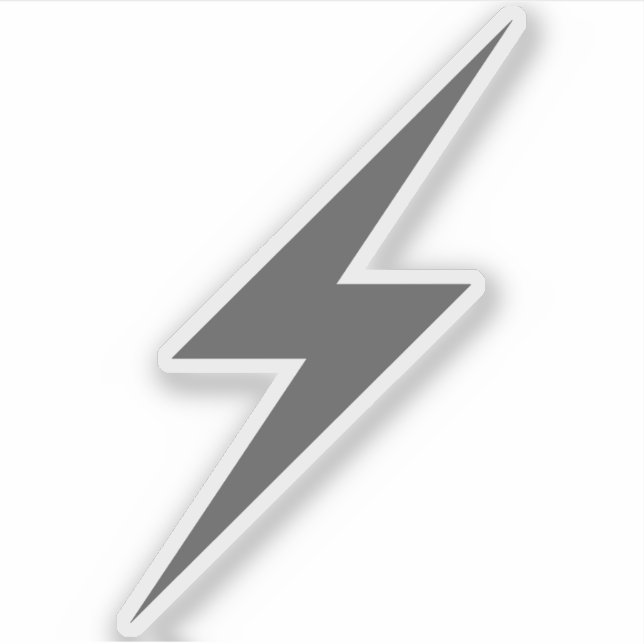 Grey Lightning Bolt Of Power Sticker (Front)
