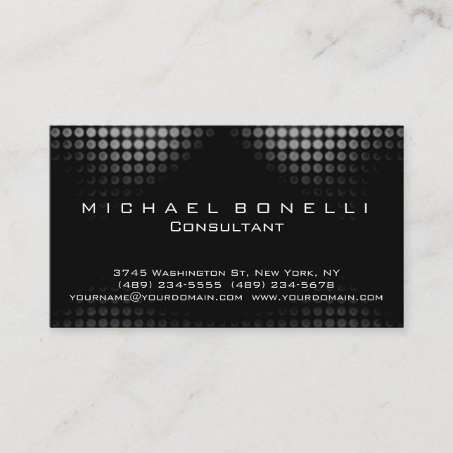 Grey Lights Black Pattern Consultant Business Card (Front)