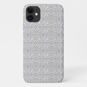 Grey, lilac, coral, diamonds on a white iPhone 11 case