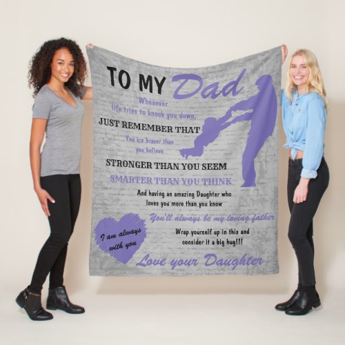 Grey Lilac Dad and Daughter Father Day Fleece Blanket