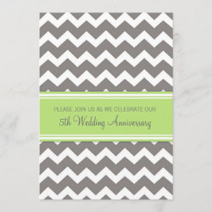 Grey Lime Chevron 5th Anniversary Invitation