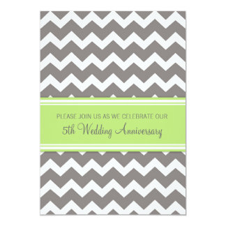 Grey Lime Chevron 5th Anniversary Invitation