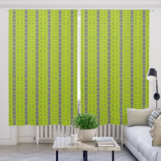 Grey Lime Green Patterned Drapes Curtains