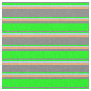 Grey, Lime, Light Blue & Brown Lines Pattern Fabric