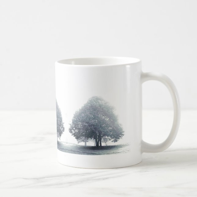 Grey Lime Trees in Fog, Wales Coffee Mug (Right)