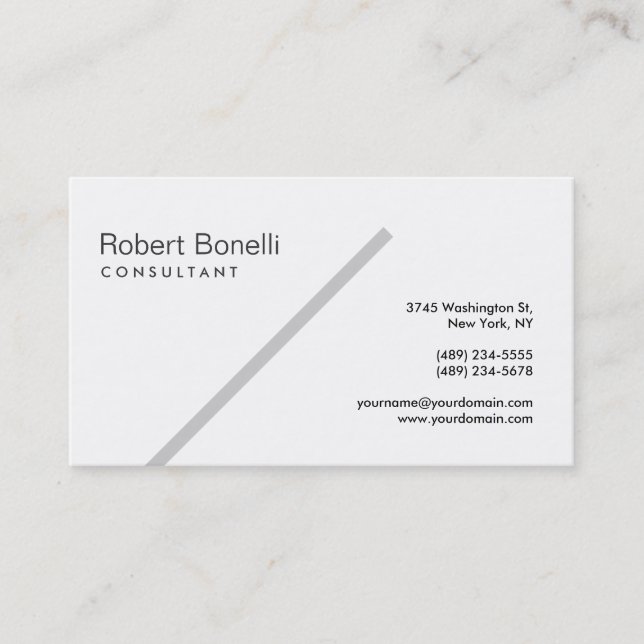 Grey Line Black White Consultant Business Card (Front)