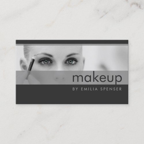 Simple Grey Tones Make-up Artist Profile Card Business Card Template