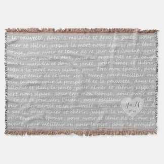 Grey Linen Burlap Look with French Wedding Vows Throw