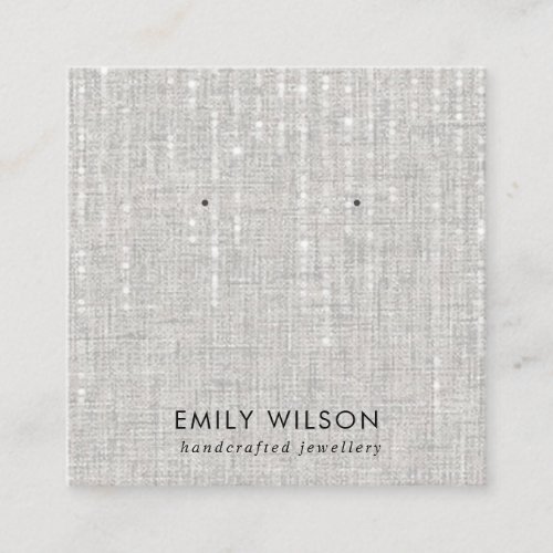 GREY LINEN STRING LIGHTS STUD EARRING DISPLAY SQUARE BUSINESS CARD