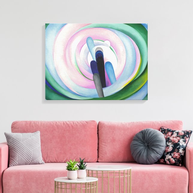 Grey Lines w Black, Blue and Yellow | O'Keeffe | Canvas Print (Insitu(LivingRoom))