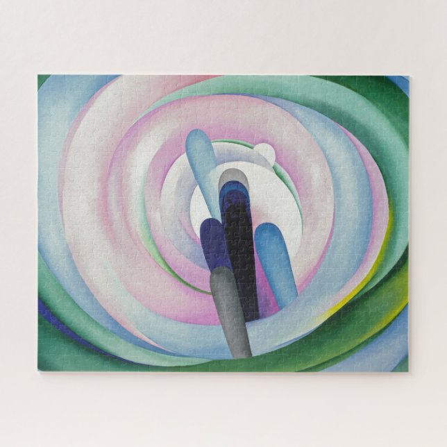 Grey Lines w Black, Blue and Yellow | O'Keeffe | Jigsaw Puzzle (Horizontal)