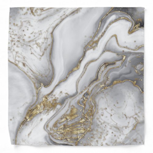 Grey liquid marble _ pearl and gold bandana