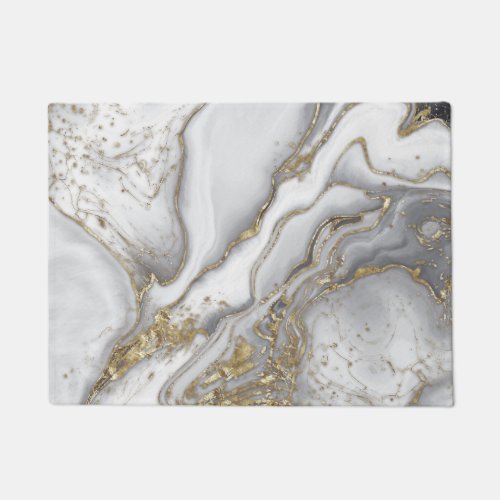 Grey liquid marble _ pearl and gold doormat