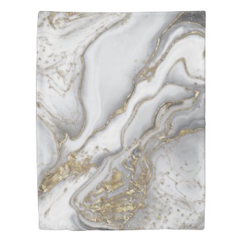 Grey Liquid Marble - Pearl And Gold Duvet Cover by LoveMalinois at Zazzle