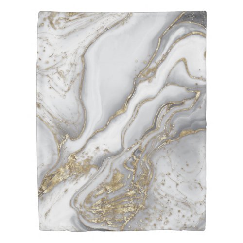 Grey liquid marble _ pearl and gold duvet cover