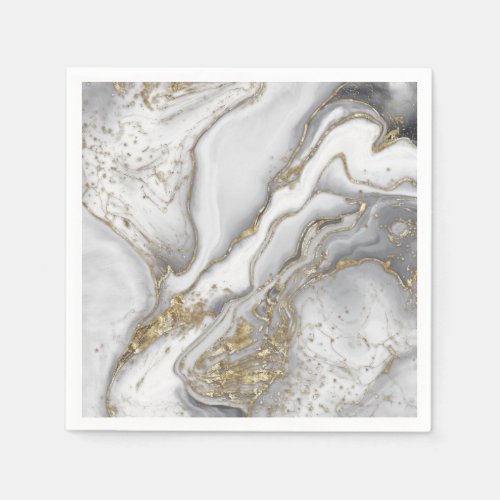 Grey liquid marble _ pearl and gold napkins