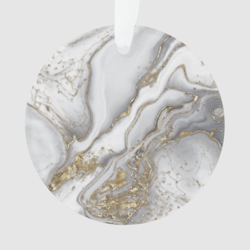 Grey liquid marble _ pearl and gold ornament