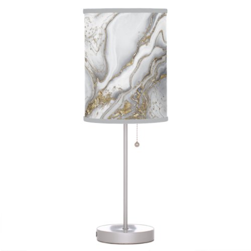 Grey liquid marble _ pearl and gold table lamp