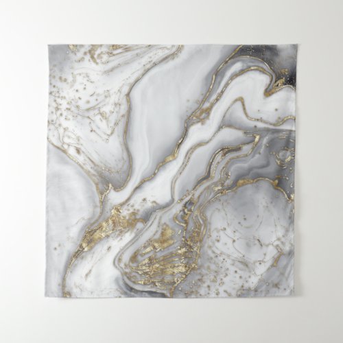 Grey liquid marble _ pearl and gold tapestry