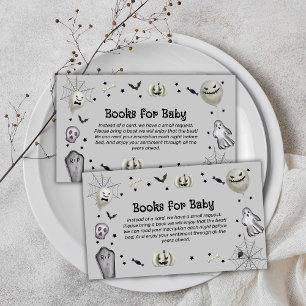 Grey Little Boo Ghost Boy Books For Baby Shower  Enclosure Card