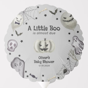 Grey Little Boo Ghost Halloween Boy Baby Shower Balloon