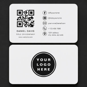 Grey Logo QR Code Professional Business Card