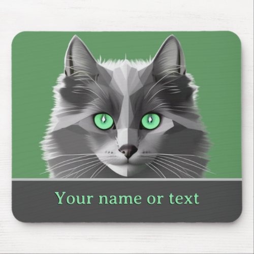 Grey Long Fur Cat _ Nebelung _ own Name  Slogan Mouse Pad