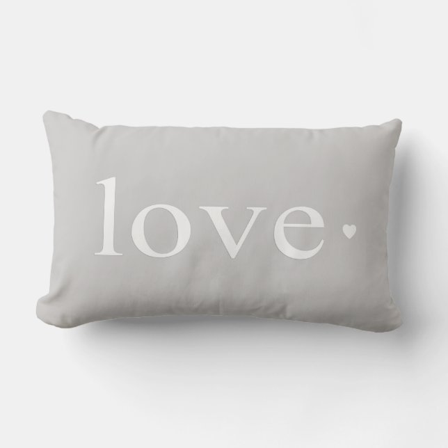 Grey Love Heart Pillows Cushions (Front)